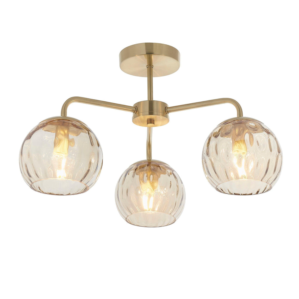 Endon Dimple 3 Luce Ottone Finitura Semi Flush Soffitto Luce