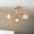 Endon Dimple 3 Luce Ottone Finitura Semi Flush Soffitto Luce