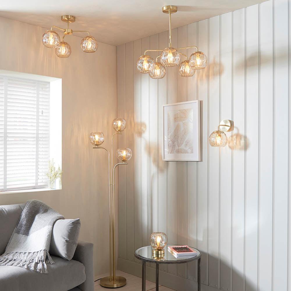 Endon Dimple 3 Luce Ottone Finitura Semi Flush Soffitto Luce