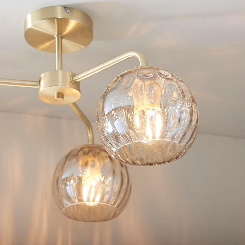 Endon Dimple 3 Luce Ottone Finitura Semi Flush Soffitto Luce