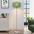 Lampada da Terra in Cristallo 164 cm – Lampada da Terra Argento con Paralume Doppio Verde