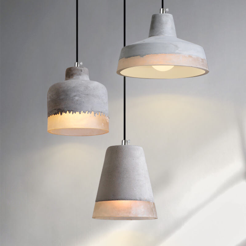 Lampadario in Cemento Minimalista Industriale Grigio a 1 Luce
