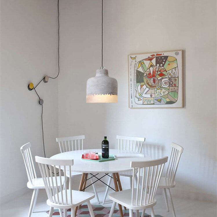 Lampadario in Cemento Minimalista Industriale Grigio a 1 Luce