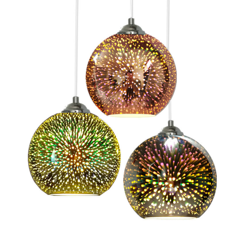 Moderna Creativa Lampada a Sospensione Dome in Vetro Colorato con Fuochi d'Artificio a 1 Luce
