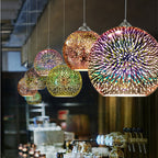 Moderna Creativa Lampada a Sospensione Dome in Vetro Colorato con Fuochi d'Artificio a 1 Luce