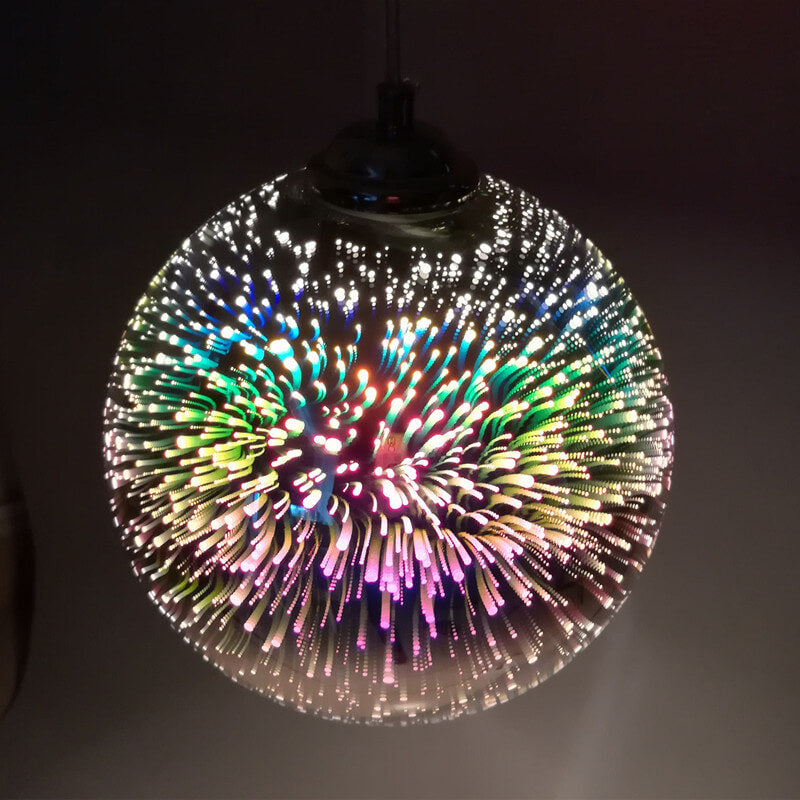 Moderna Creativa Lampada a Sospensione Dome in Vetro Colorato con Fuochi d'Artificio a 1 Luce