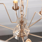 Pendente Endon Highclere in Cromo Spazzolato a 6 Luci - Paralume in Lino Naturale