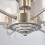 Pendente Endon Highclere in Cromo Spazzolato a 6 Luci - Paralume in Lino Naturale