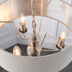 Lampadario Endon Highclere in Cromo Spazzolato con 3 Luci - Paralume in Lino Naturale