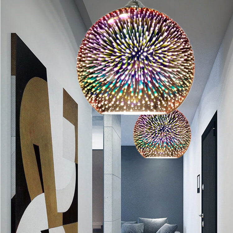 Moderna Creativa Lampada a Sospensione Dome in Vetro Colorato con Fuochi d'Artificio a 1 Luce