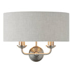 Lampada da Parete Highclere in Cromo Spazzolato - Paralume in Lino Naturale