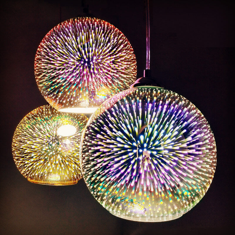 Moderna Creativa Lampada a Sospensione Dome in Vetro Colorato con Fuochi d'Artificio a 1 Luce