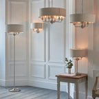 Lampada da Parete Highclere in Cromo Spazzolato - Paralume in Lino Naturale
