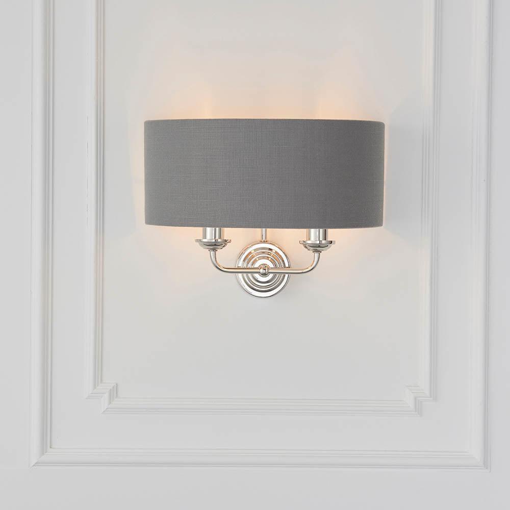 Applique da Parete Endon Highclere in Nichel Lucido - Ombra Charcoal