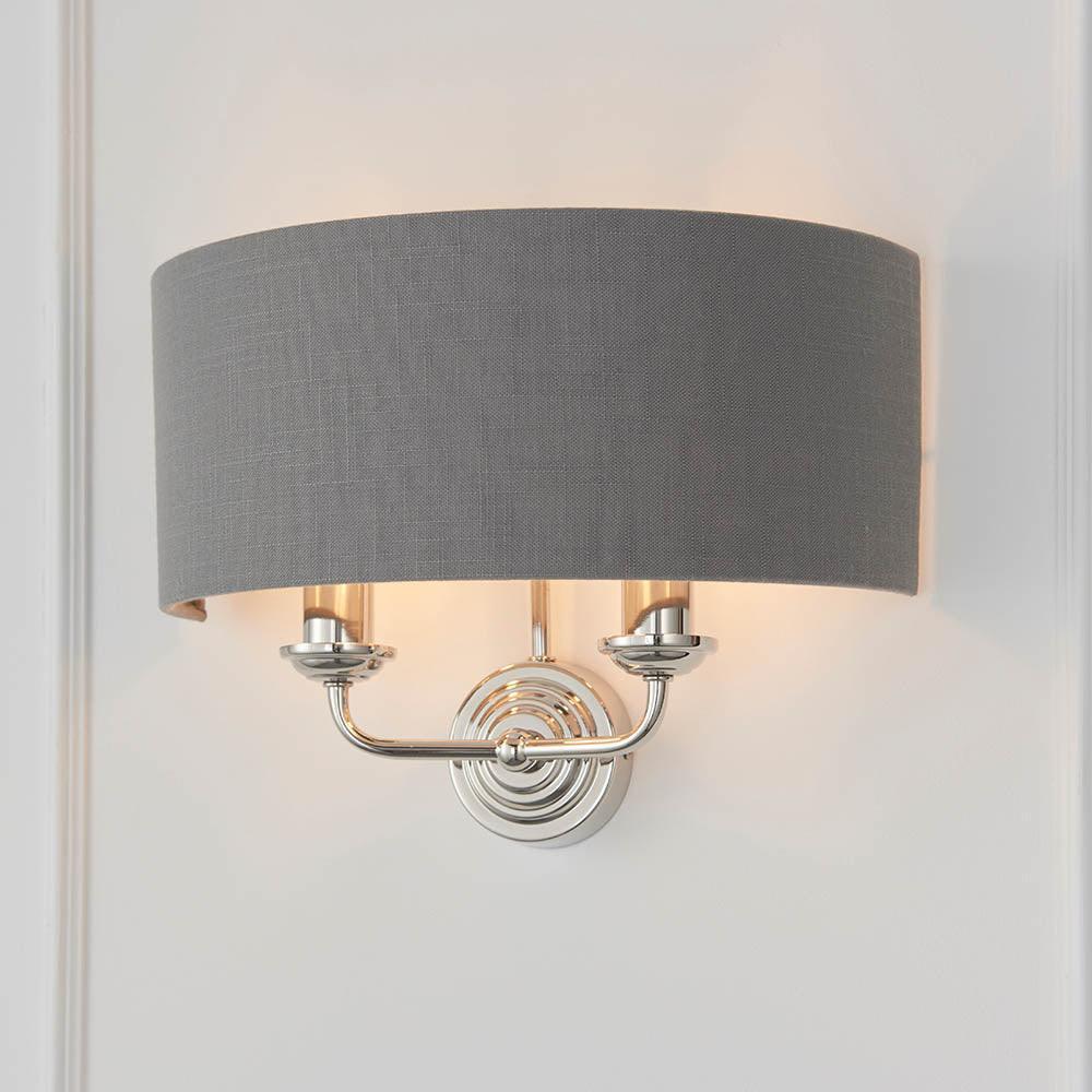 Applique da Parete Endon Highclere in Nichel Lucido - Ombra Charcoal