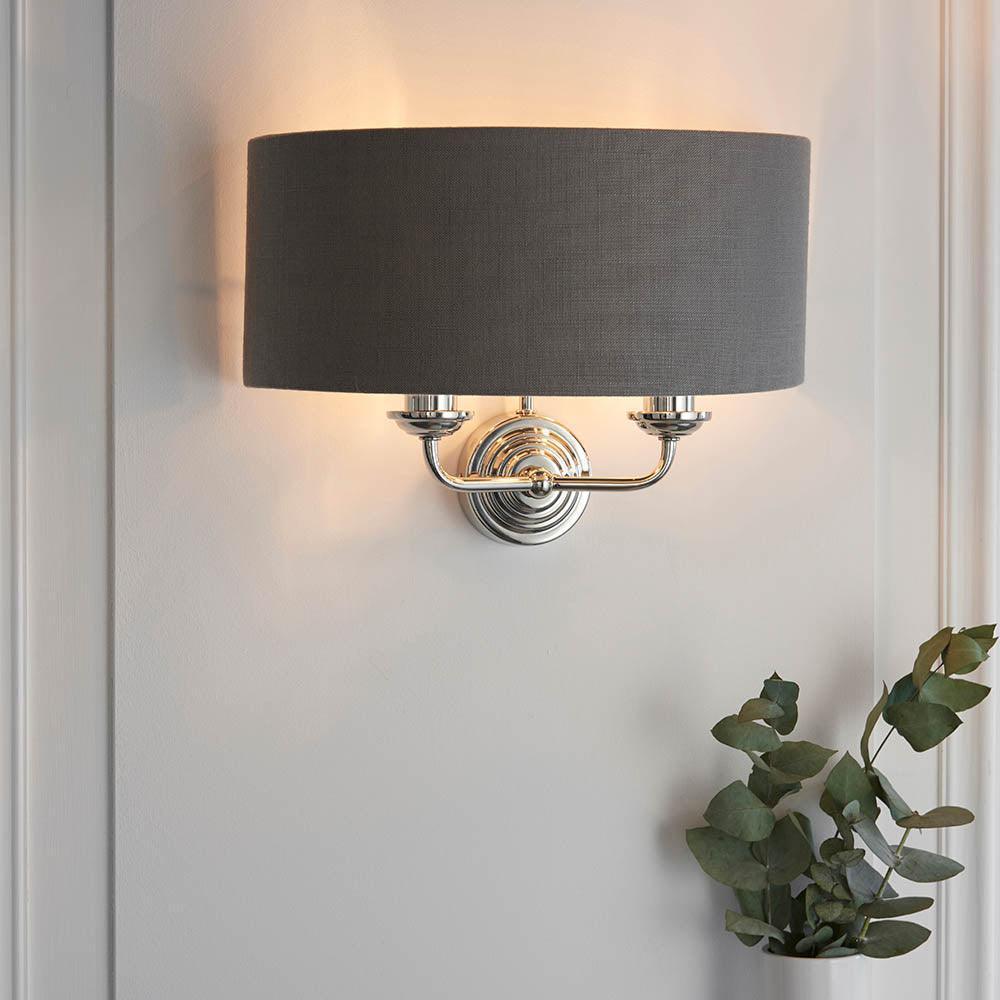 Applique da Parete Endon Highclere in Nichel Lucido - Ombra Charcoal