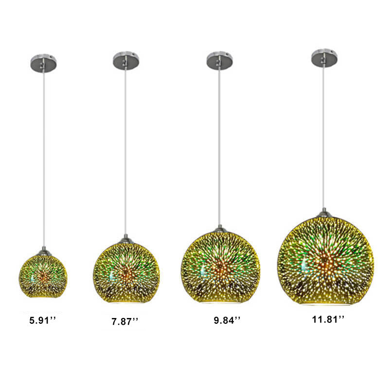 Moderna Creativa Lampada a Sospensione Dome in Vetro Colorato con Fuochi d'Artificio a 1 Luce