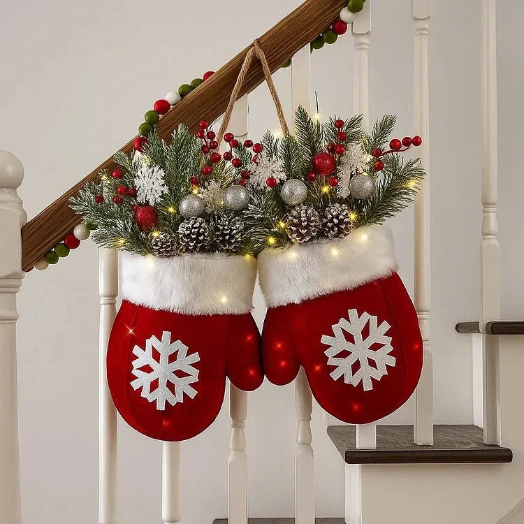 Corona di Natale a Forma di Guanti – 120 LED con Funzione Timer