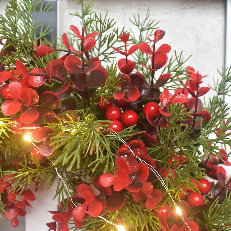 Corona di Natale con Ciliegie Rosse – Corona Decorativa per Porta per Natale