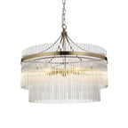 Lampadario Marietta in Ottone con 5 Luci - Aste di Vetro