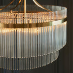 Lampadario Marietta in Ottone con 5 Luci - Aste di Vetro