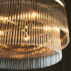 Lampadario Marietta in Ottone con 5 Luci - Aste di Vetro