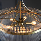 Lampadario Marietta in Ottone con 5 Luci - Aste di Vetro