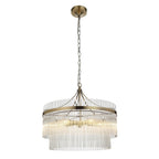 Lampadario Marietta in Ottone con 5 Luci - Aste di Vetro