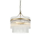 Lampadario Marietta in Ottone a 3 Luci - Aste di Vetro