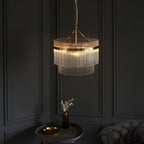 Lampadario Marietta in Ottone a 3 Luci - Aste di Vetro
