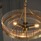 Lampadario Marietta in Ottone a 3 Luci - Aste di Vetro