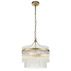 Lampadario Marietta in Ottone a 3 Luci - Aste di Vetro