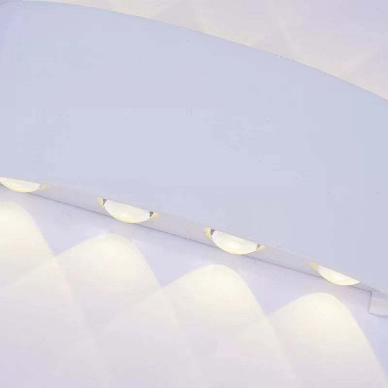 Lampada da parete esterna rettangolare moderna in metallo Tronix, Nero/Bianco, effetto onda d'acqua