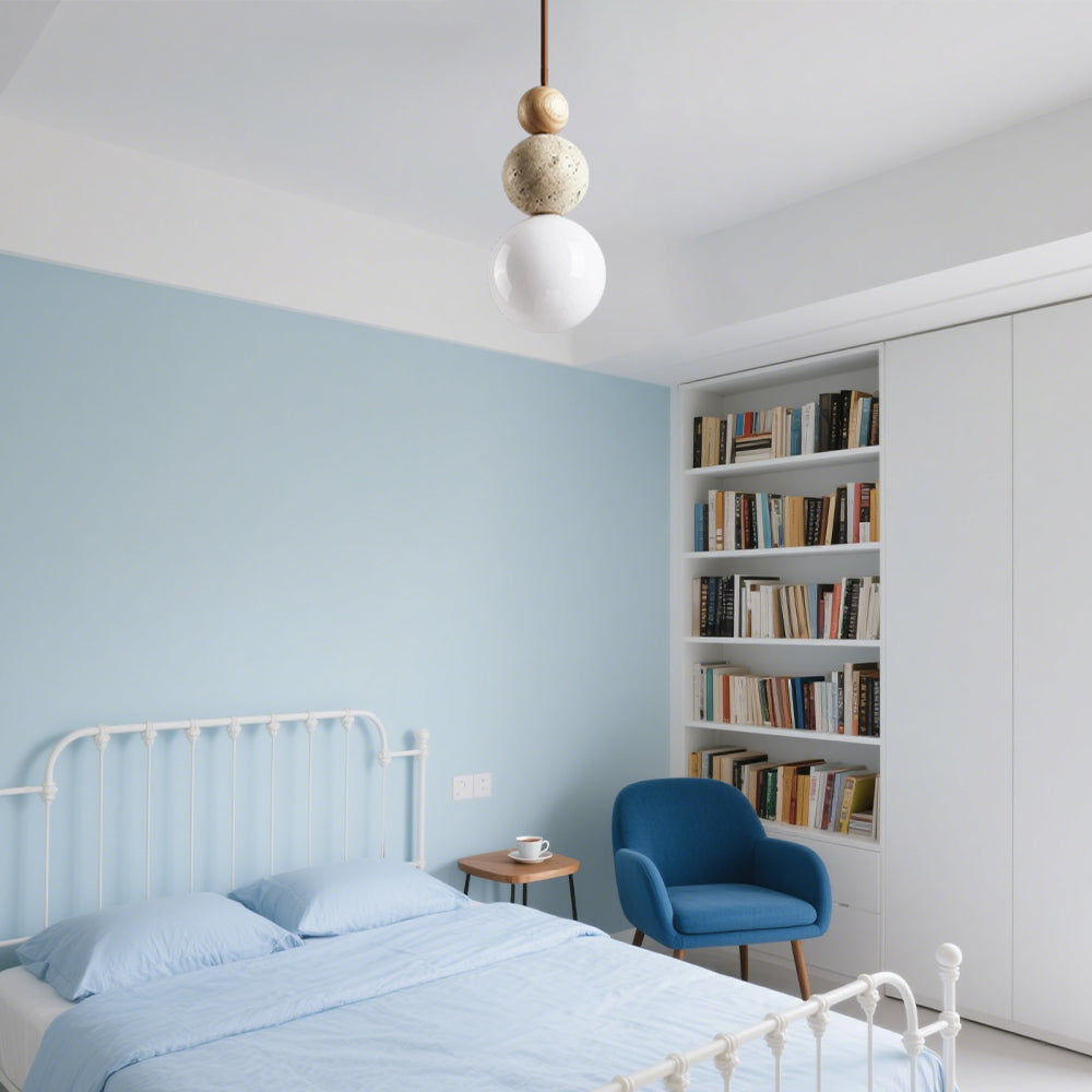 Lampada a Sospensione in Travertino Moderna e Semplice