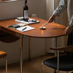 Tavolo da Pranzo Pieghevole Ovale in Melamina con Finitura in Legno e Acciaio Inossidabile per 4 Persone