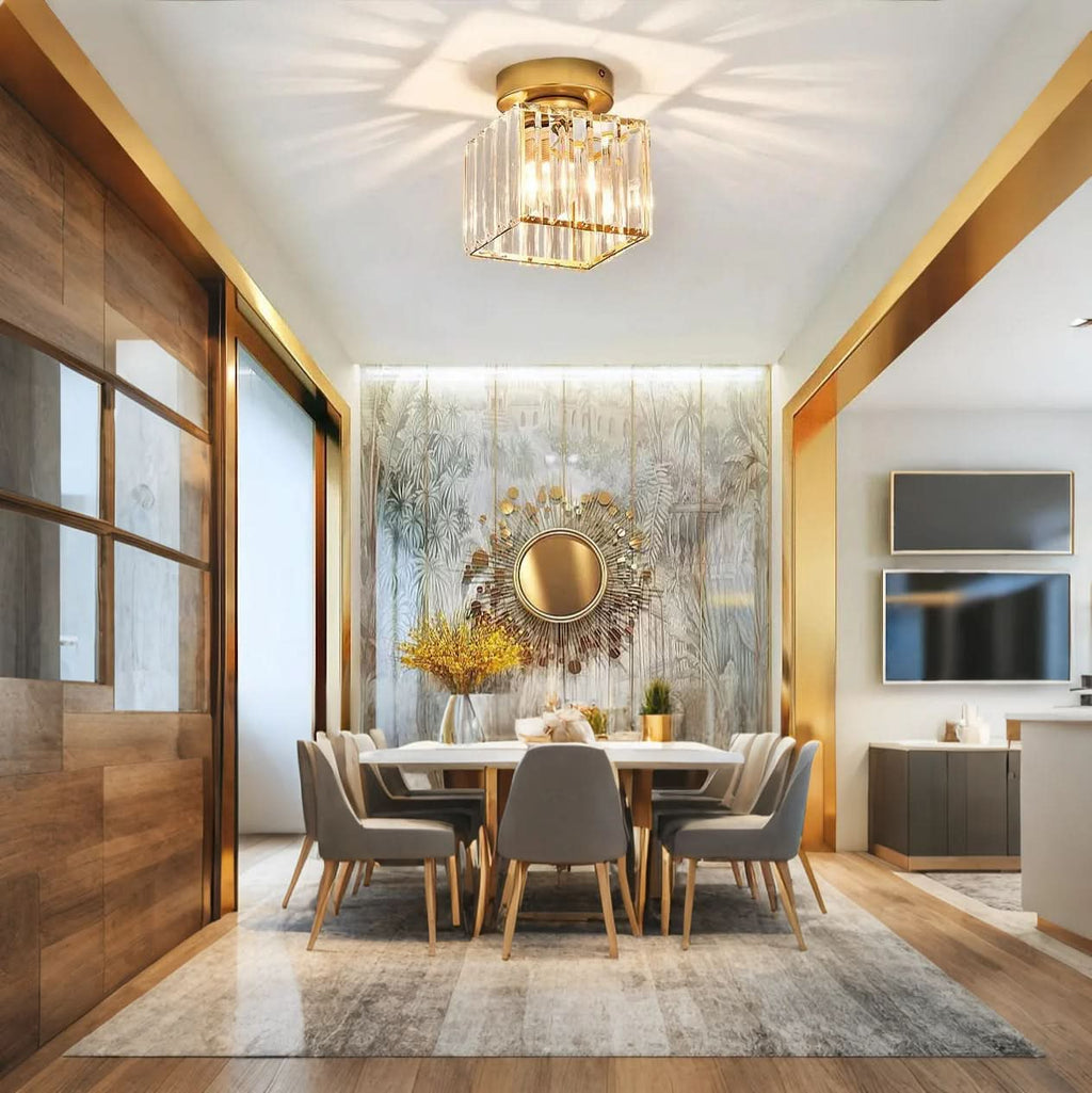 GlareFusion Moderno Lampadario a Soffitto in Vetro Cristallo LED Nordico