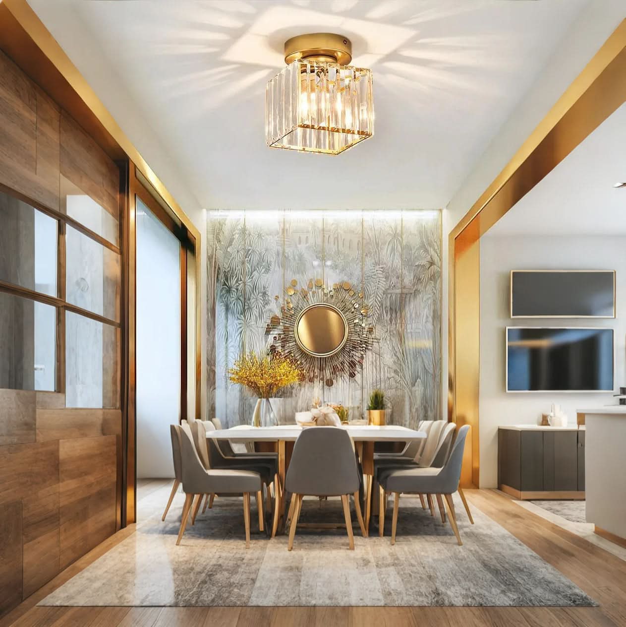 GlareFusion Moderno Lampadario a Soffitto in Vetro Cristallo LED Nordico