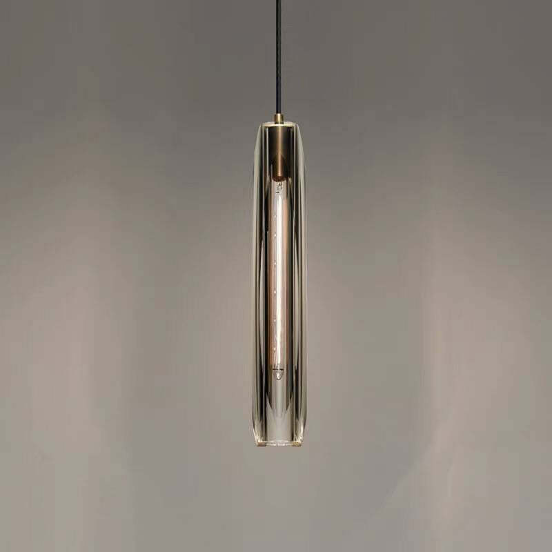Lampada a sospensione in vetro designer di ottone di giugno fumé