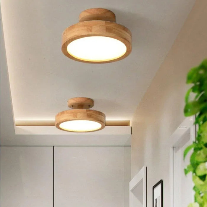 Lampada da soffitto rotonda in legno
