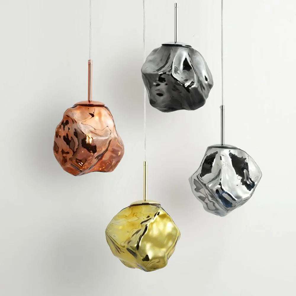 Lampada a sospensione in vetro lava, 4 colori