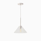 Lampada a sospensione a cono in vetro trasparente per cucina