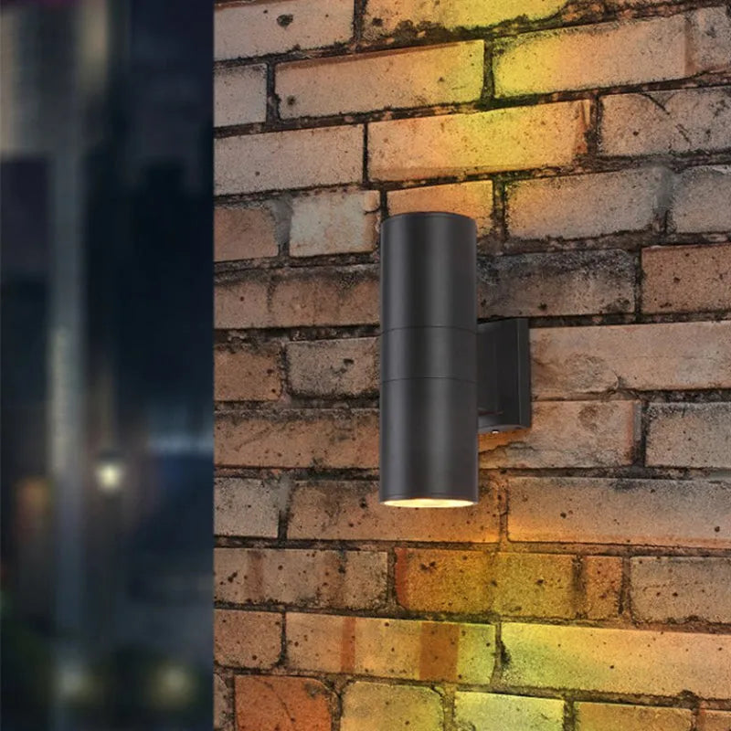 Lampada da Parete Esterno a Doppia Testa in Metallo Minimalista Kren, Nera