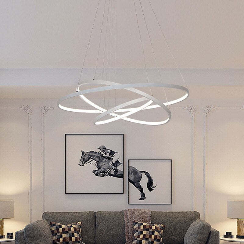 Lampada a Sospensione LED Illuminato Arisha Design Bianco/Nero/Oro Anello Interno Soggiorno/Camera da Letto
