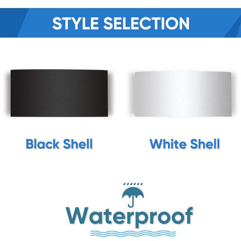 Lampada da parete esterna rettangolare moderna in metallo Tronix, Nero/Bianco, effetto onda d'acqua