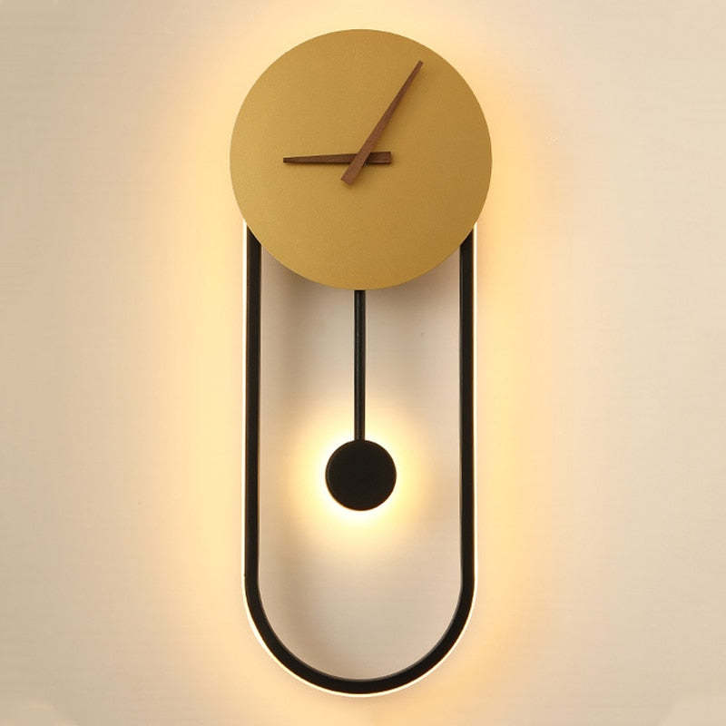 Lampada da Parete Orologio Nordic Arisha, Oro e Nero