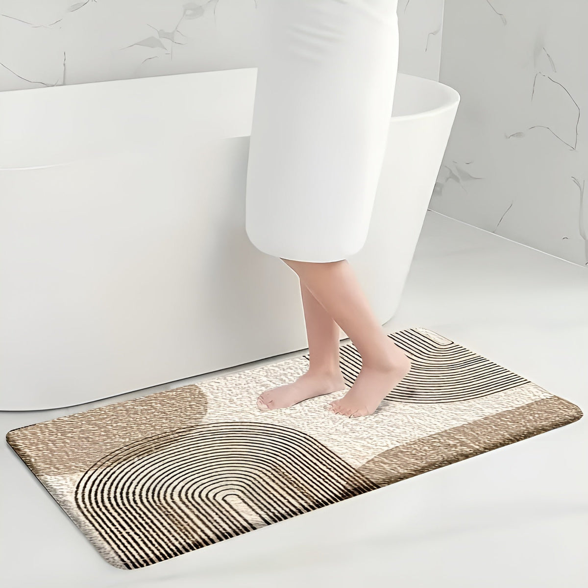 Set di Tappetini per Bagno 4 Pezzi – Moderno e Antiscivolo | Morbidi Tappetini per WC e Coprisedile per una Decorazione Elegante del Bagno