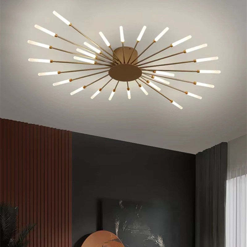Wesley Flush-Mount Ceiling Light Fuochi d'Artificio, Nero/Oro