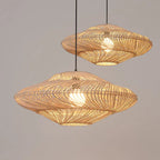 Lampada a sospensione in rattan vintage