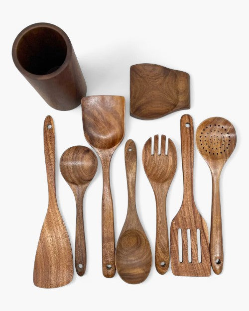 Set di Utensili da Cucina in Legno di Teak