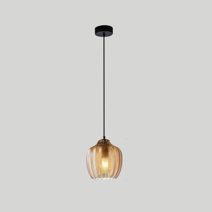 Lampada a Sospensione Barrel 1 Luce in Vetro Wave Testurizzato Nordico